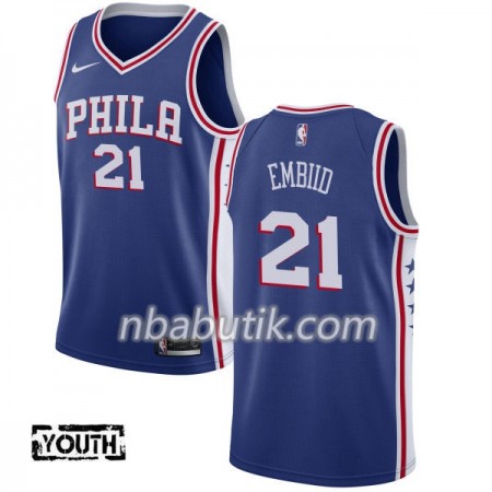 NBA Børn Trøje Philadelphia 76ers Joel Embiid 21 Nike 2017-18 Blå Swingman NBA Børn Trøje Philadelphia 76ers Joel Embiid 21 Nike 2017-18 Blå Swingman